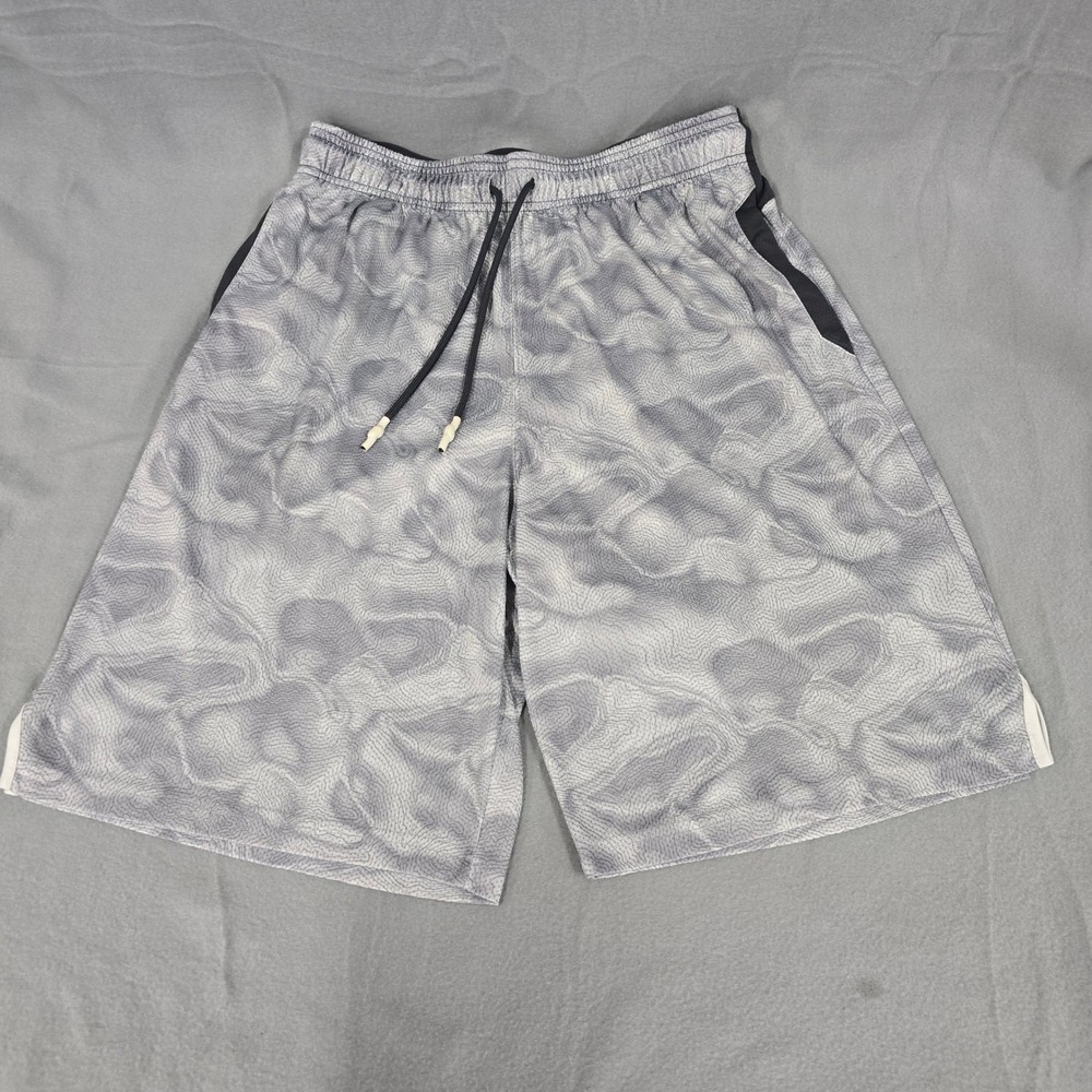 AND1 Mens Basketball Shorts Gray White Topographic Pattern Athletic Size Medium